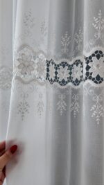 Perdea Cristal  cu  Broderie in 3 Randuri Alba BRD-5658 - imagine 5
