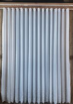Perdea Cristal  cu  Broderie Florala Jos Alb/Gri Brd-6838 - imagine 2
