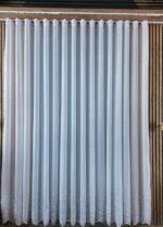 Perdea Cristal  cu  Broderie Florala Jos Alb/Gri Brd-6838 - imagine 3