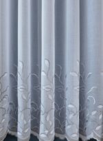 Perdea Cristal  cu  Broderie Florala Jos Alb/Gri Brd-6838