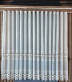 Perdea din In cu  Broderie  Crem cu Doua Randuri 6961-72 - imagine 2