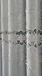 Perdea din In cu  Broderie  Crem cu Doua Randuri 6961-72 - imagine 3