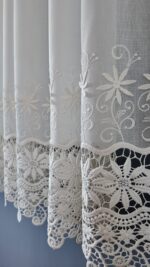 Perdea din In cu  Broderie  Crem cu Doua Randuri 6961-72 - imagine 5