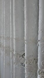 Perdea din In cu  Broderie  Crem cu Doua Randuri 6961-72 - imagine 6