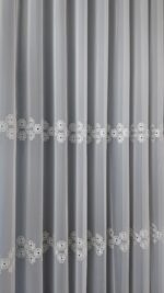Perdea din Matase cu  Broderie in 3 Randuri Alba BRD-6762-09 - imagine 2