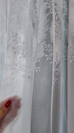 Perdea din Bambus cu Broderie Eleganta  Alb 25pr406 - imagine 4