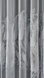 Perdea din Bambus cu Broderie Eleganta  Alb 25pr406 - imagine 6