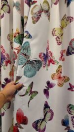Draperie din Material Gros 70% Blackout cu Imprimeu Colorat de Fluturi - imagine 2