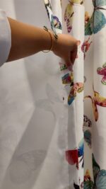 Draperie din Material Gros 70% Blackout cu Imprimeu Colorat de Fluturi - imagine 3