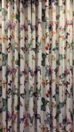 Draperie din Material Gros 70% Blackout cu Imprimeu Colorat de Fluturi - imagine 4