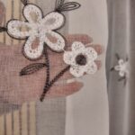 Perdea Alba din In cu Broderie Florala Gri - imagine 4