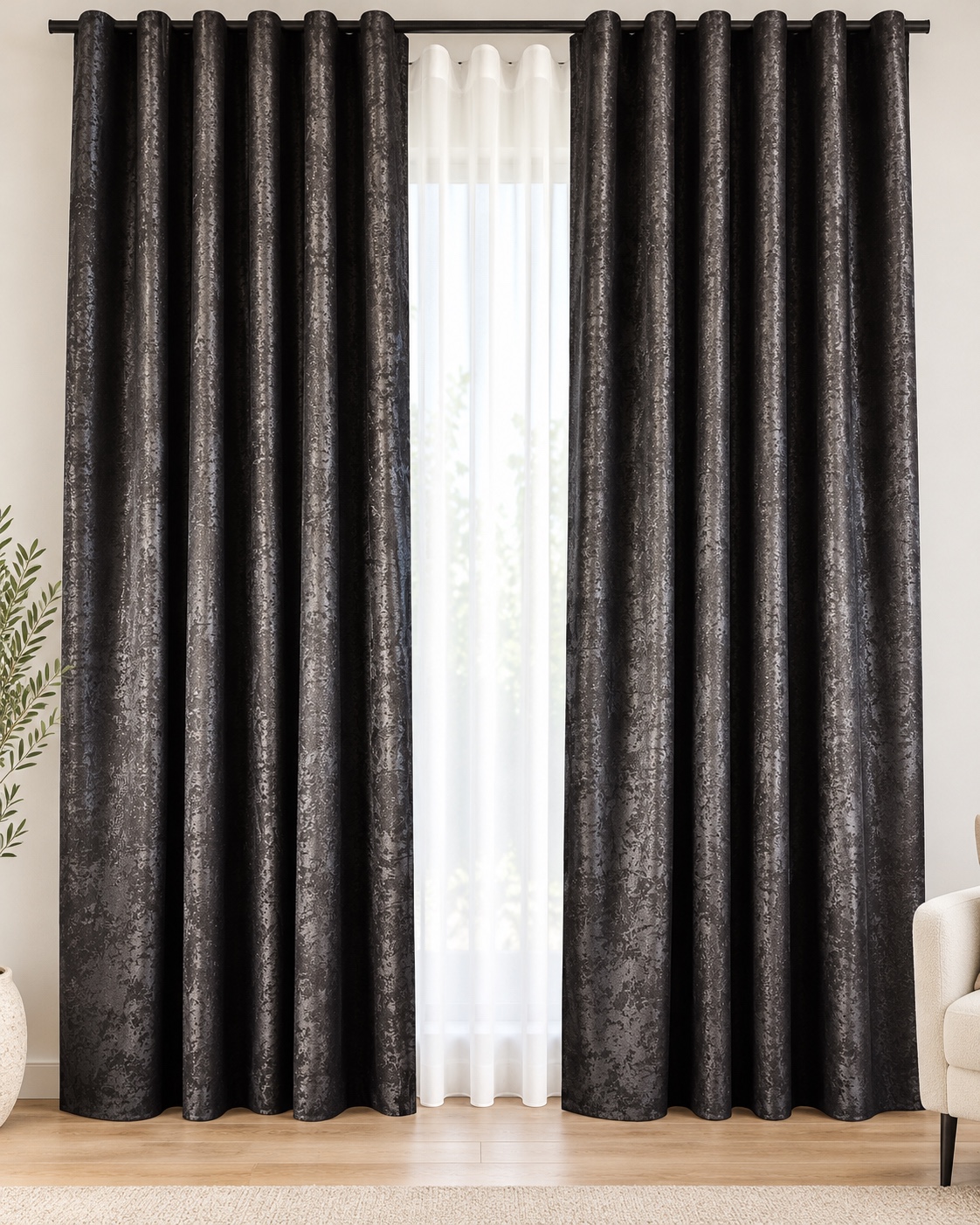 WhatsApp Image 2026-10-19 at 15.12.11 (2) Draperie Lucioasa Asia Uni Blackout 90% Negru - imagine 1