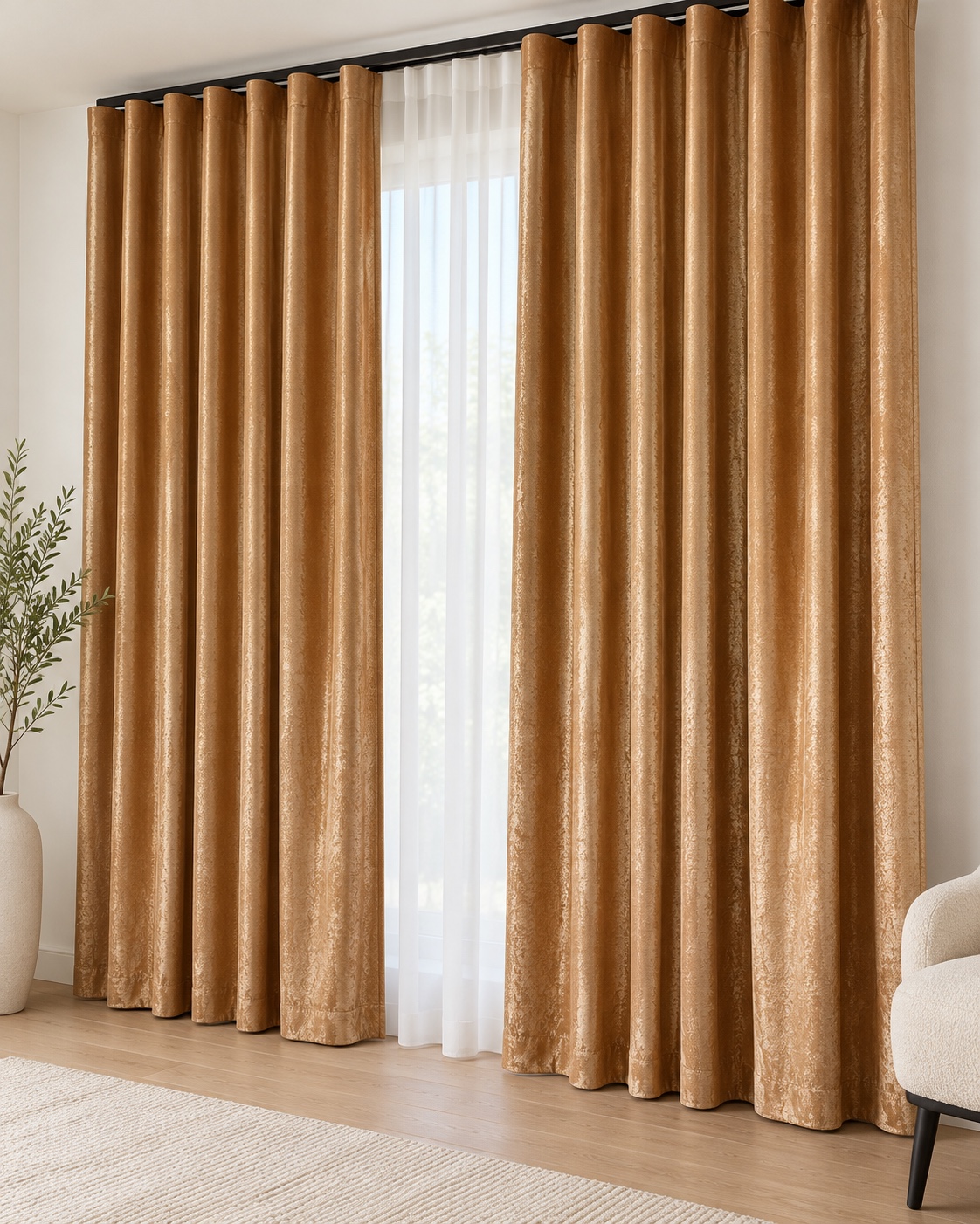 WhatsApp Image 2026-10-19 at 15.19.18 Draperie Lucioasă Asya Uni Blackout 90% Bej/Auriu - imagine 1
