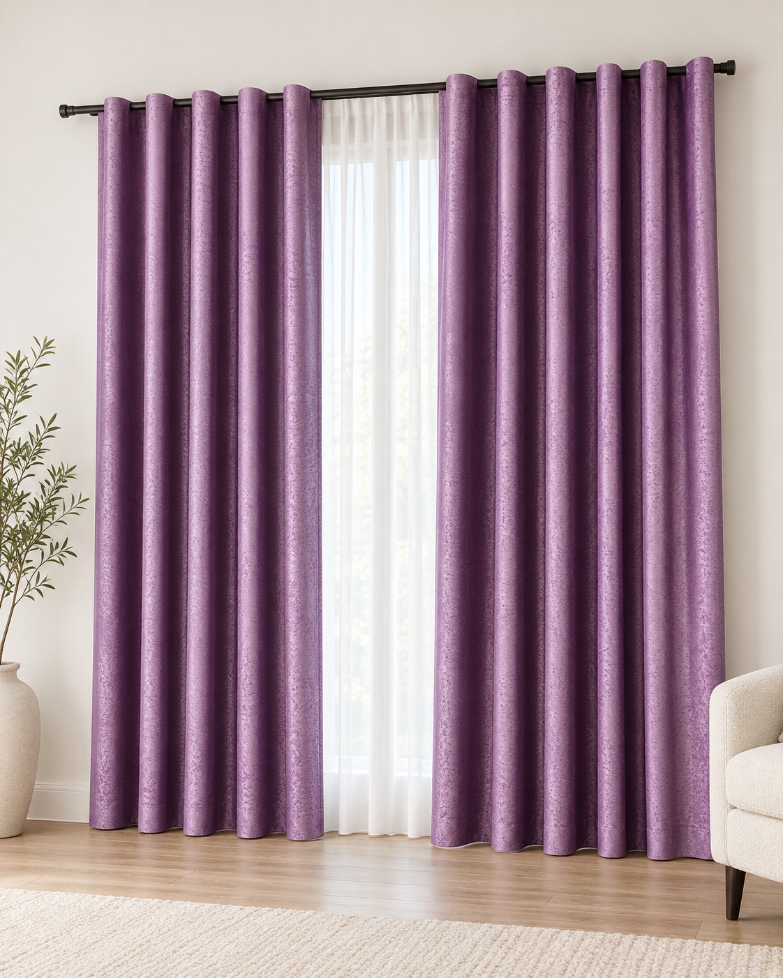 WhatsApp Image 2026-10-19 at 15.19.28 Draperie Lucioasă Asya Uni Blackout 90% Mov - imagine 1